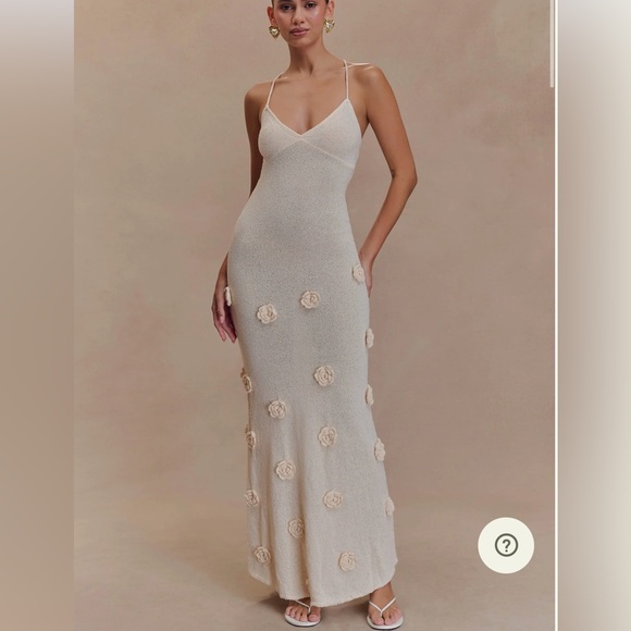 MESHKI Suki Knit Maxi Dress With Flowers - Nude - Picture 4 of 8